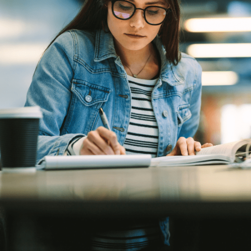 Woman studying for web